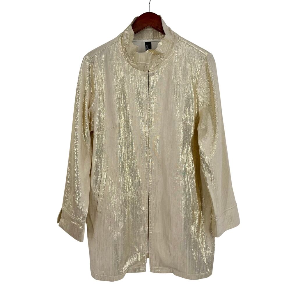 NEW NWT Berek Sz Large Shiny Metallic Gold Jacket Top Formal Festive Christmas